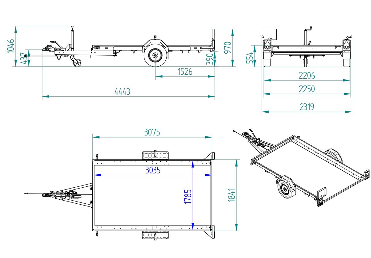 Debon Roadster Platform Tilting Trailer- Unbraked