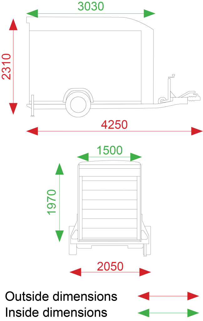 Debon C300 Box Trailer With Side Opening Hatch.