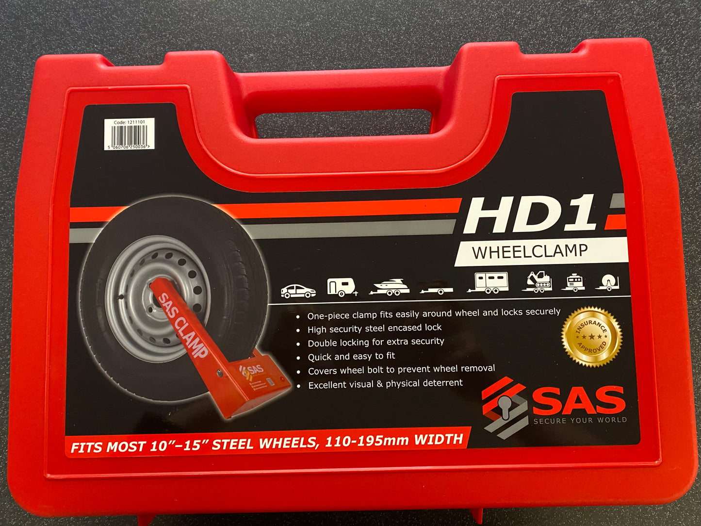 SAS HD1 Wheel Clamp in Plastic Case