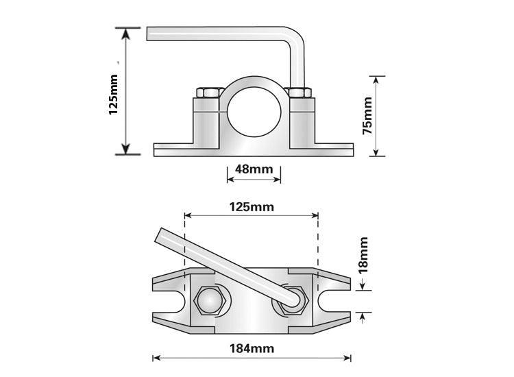 Jockey wheel clamp for 48mm ribbed.