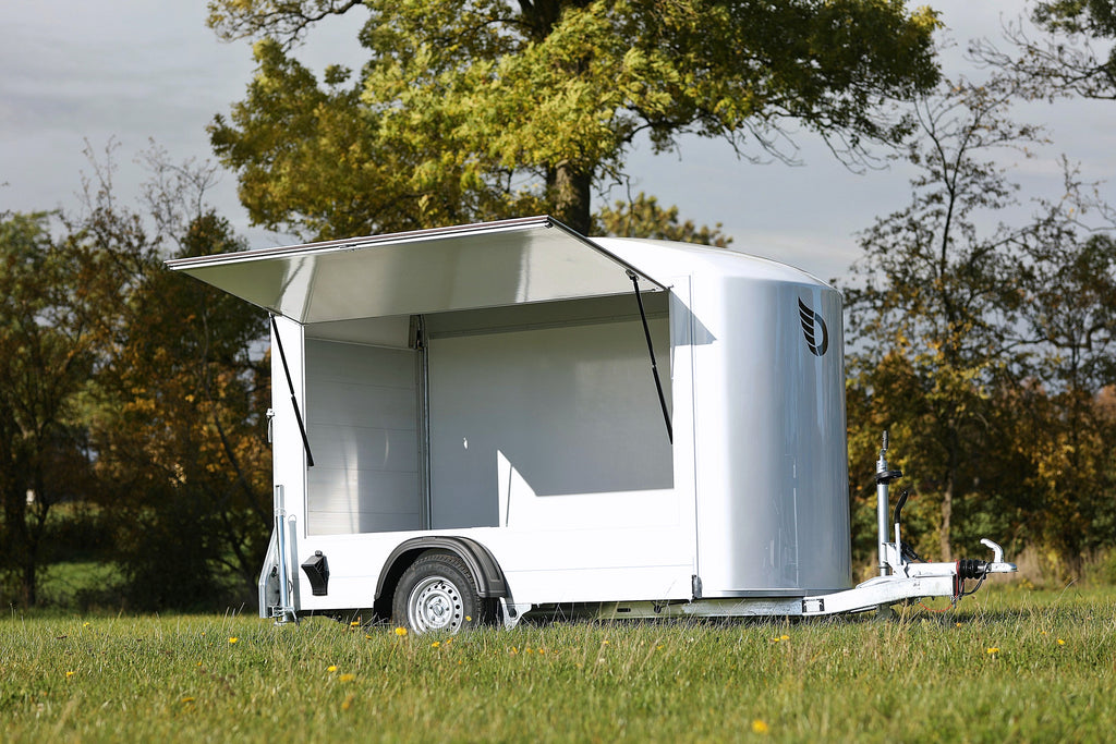 Debon C300 Box Trailer With Side Opening Hatch.