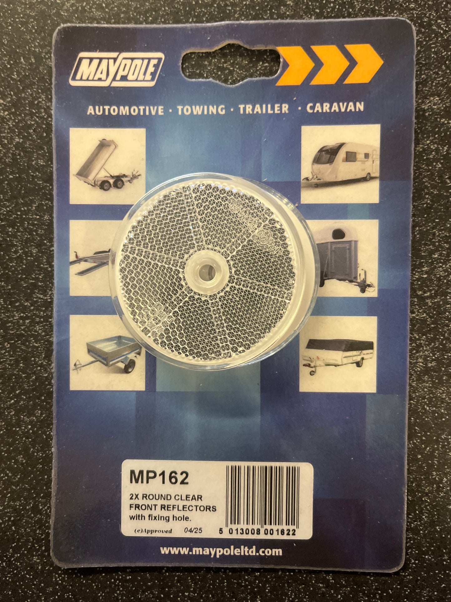 Round clear/white front reflector pack of 2 - ideal for trailers