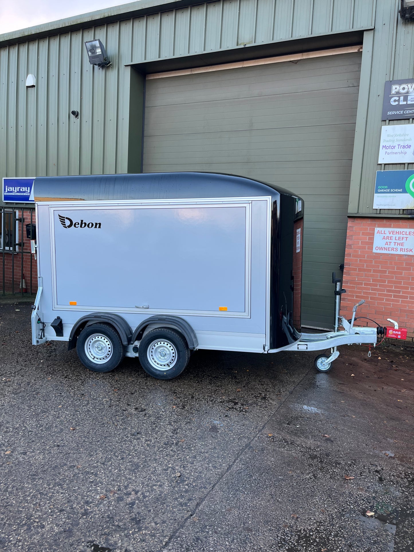 Debon C500 Box Trailer With Side Opening Hatch.