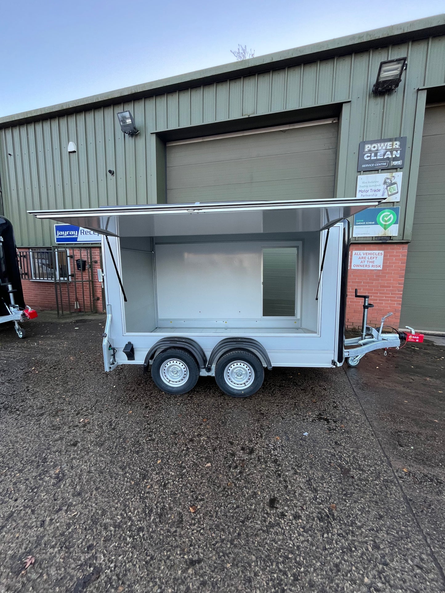 Debon C500 Box Trailer With Side Opening Hatch.