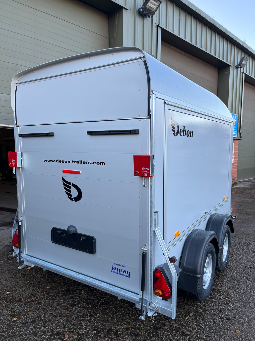 Debon C500 Box Trailer With Side Opening Hatch.