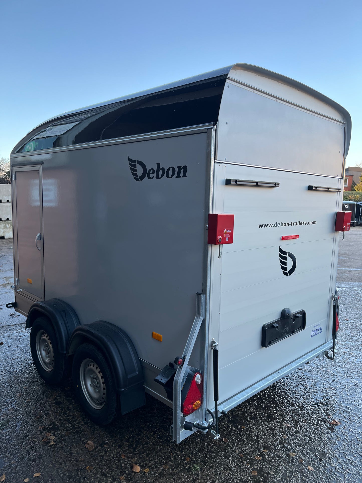 Debon C500 Box Trailer With Side Opening Hatch.