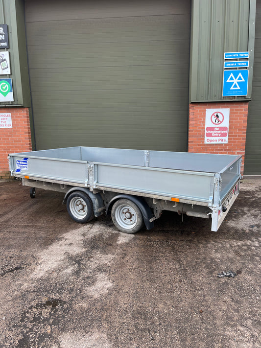 Ifor Williams LM126 12x6ft Flatbed Trailer. Twin axle with ramps.