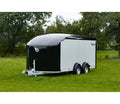 Debon C800 twin axle box trailer front side view
