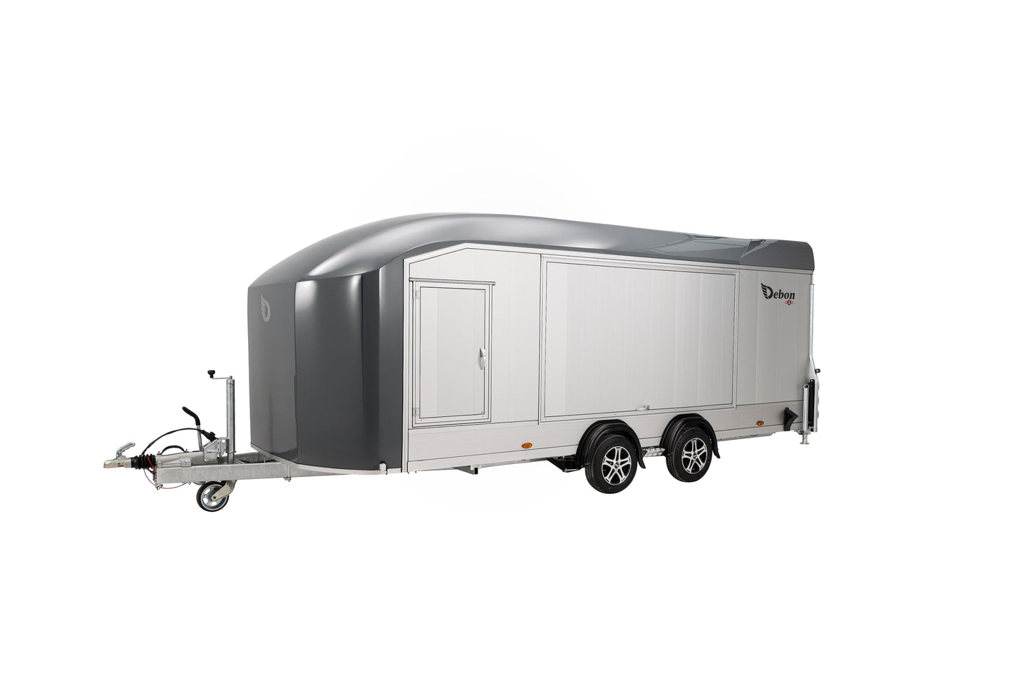 Front corner view of the Debon C2000 with side access door and gullwing door