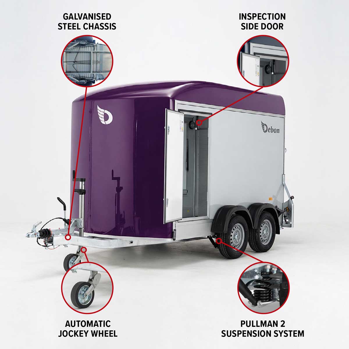 Debon C500 Box Trailer With Side Opening Hatch.
