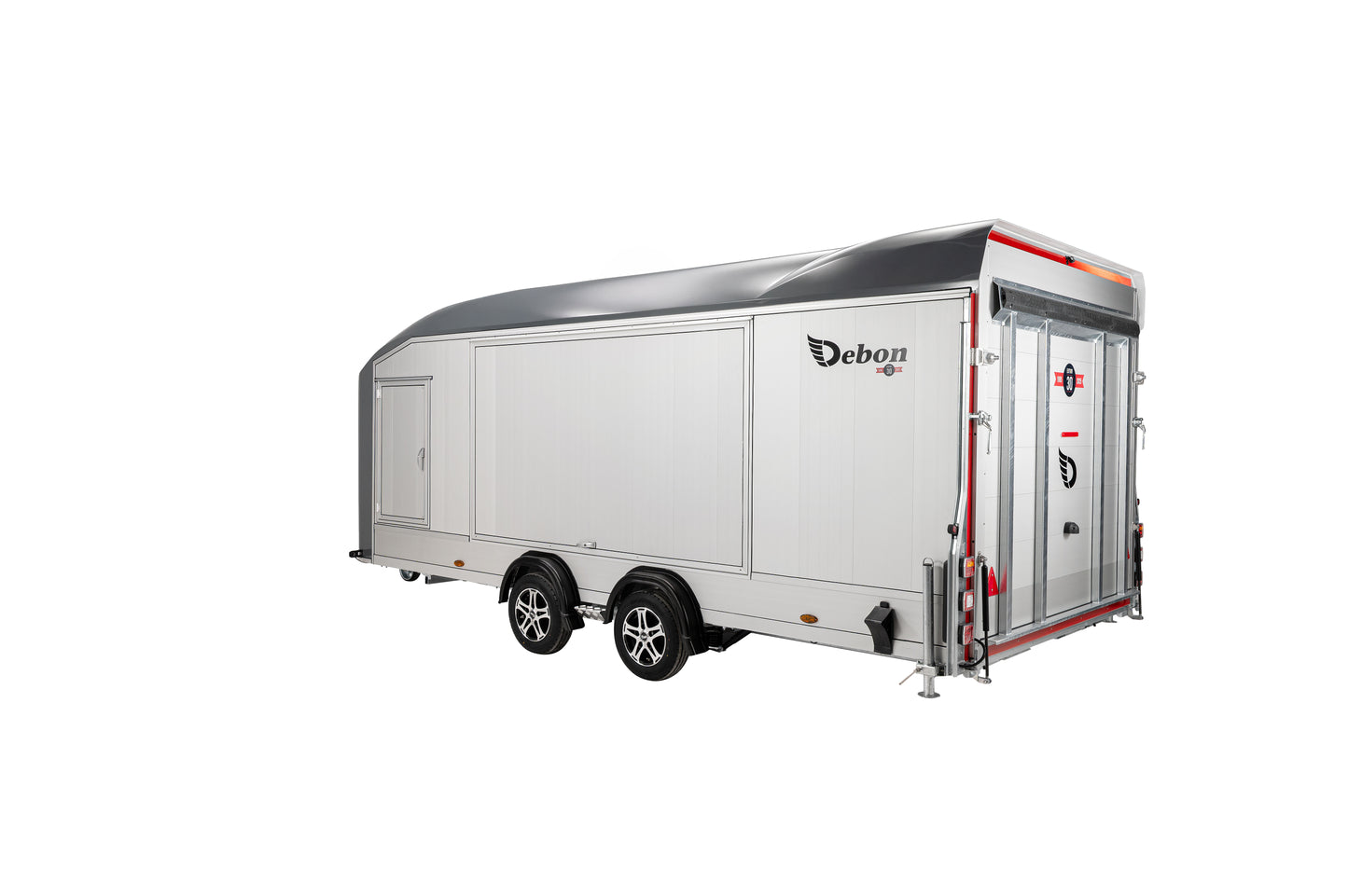 Rear corner view of the Debon C2000 car transporter with full height low profile ramp