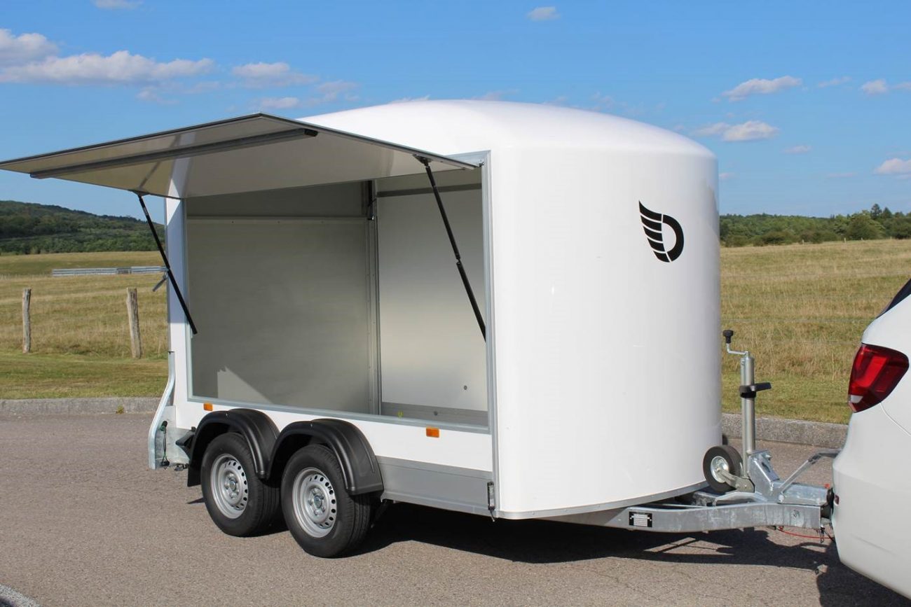 Debon C500 Box Trailer With Side Opening Hatch.