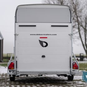 Debon C400 trailer rear ramp open for loading cargo